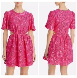 Wayf Magenta Lace Cut Out Dress In Magenta Size Small